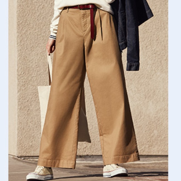 uniqlo high waist chino wide leg pants